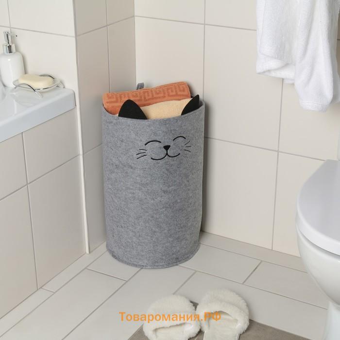 Корзина для хранения Funny «Котик», серая