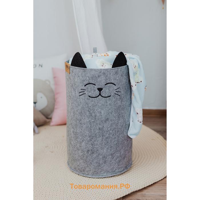 Корзина для хранения Funny «Котик», серая