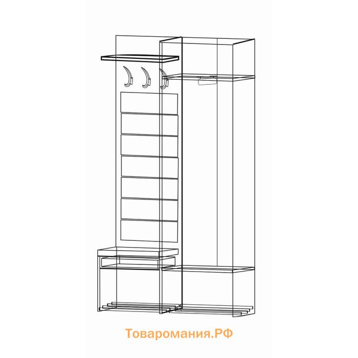 Прихожая Ольга-Лофт-4 дуб крафт золотой/темно серый/черный/экокожа люкса бренди