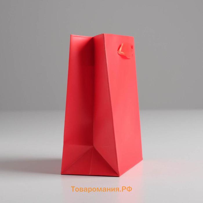 Пакет подарочный, упаковка, «Алый», 12 х 15 х 5.5