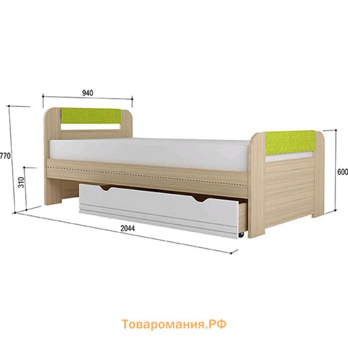 Кровать «Стиль 900.3» без ящика, 2000 × 900 мм, цвет туя светлая / лайм