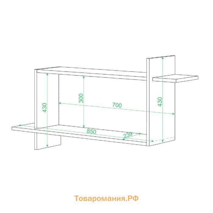 Полка навесная «ПК 16», 1000 × 240 × 527 мм, цвет белый / нельсон