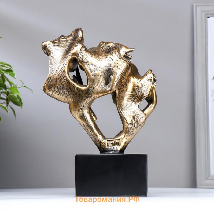 Фигурка полистоун «Бюсты: не вижу, не слышу, не скажу», бронза, 26×18×7.5 см