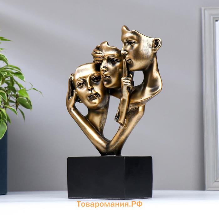 Фигурка полистоун «Бюсты: не вижу, не слышу, не скажу», бронза, 26×18×7.5 см