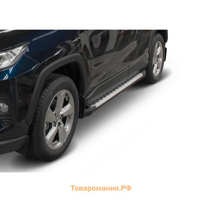 Пороги на автомобиль "Bmw-Style круг" Rival для Toyota RAV4 XA50 2019-н.в., 180 см, 2 шт., алюминий, D180AL.5710.1