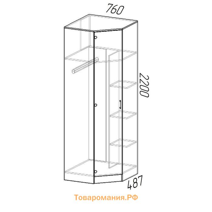 Шкаф угловой ЭКО, 760/760х2200х487, Венге/сосна Лоредо