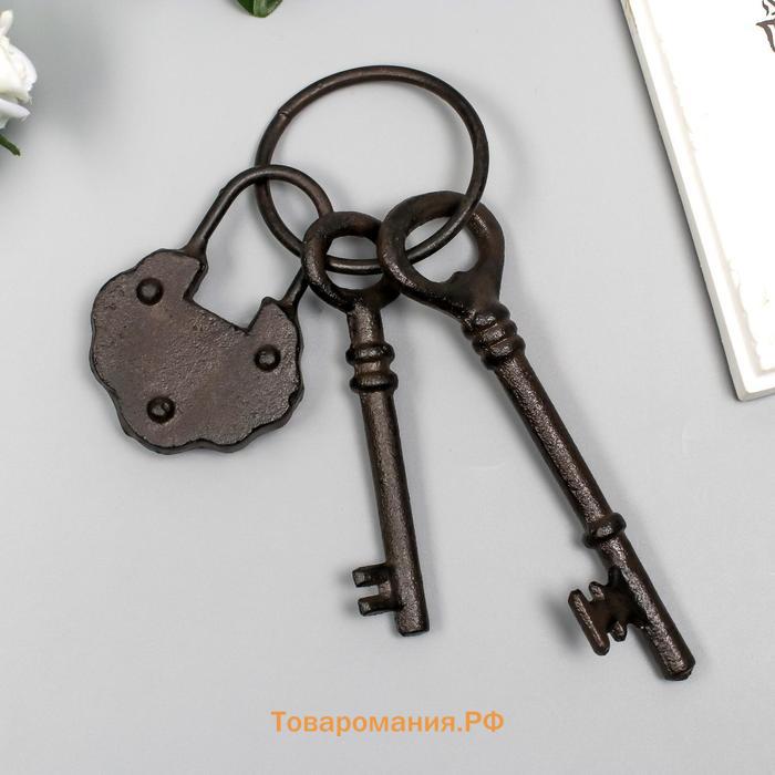 Фигурка настенная «Замок и два ключа», панно металл, 23×7.5 см