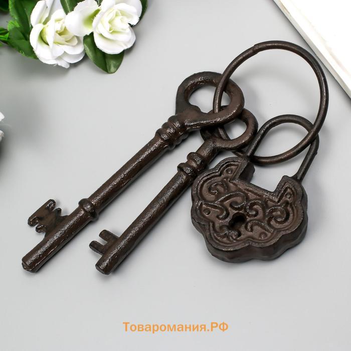 Фигурка настенная «Замок и два ключа», панно металл, 23×7.5 см