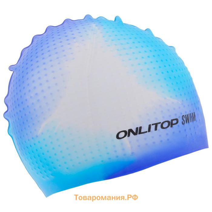 Шапочка для плавания ONLYTOP, силиконовая, обхват 54-60 см, цвета МИКС