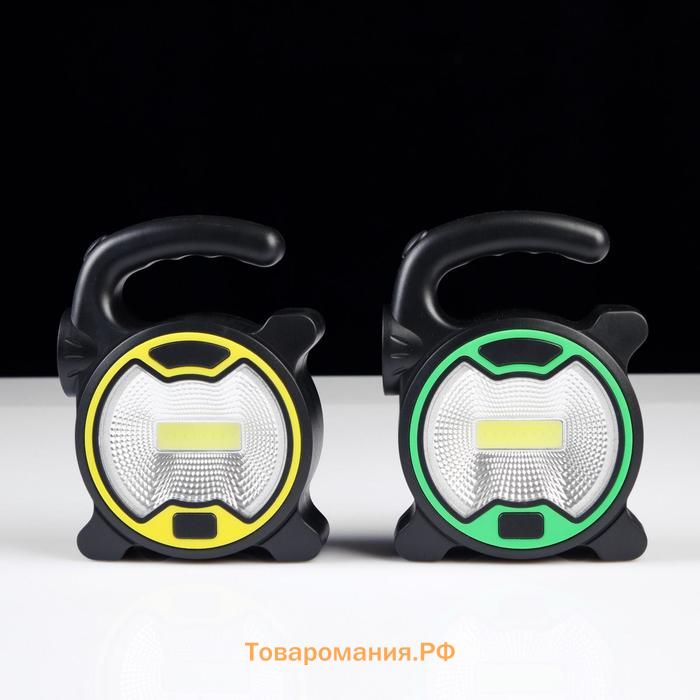 Фонарь ручной 3 Вт, 1 LED, 1 COB, 3 АА, 2 режима, зеленый