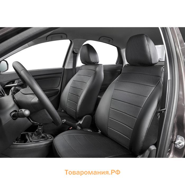 Авточехлы RIVAL "Строчка", Skoda Kodiaq (5 мест), 2017-н.в., эко-кожа, SC.5107.1