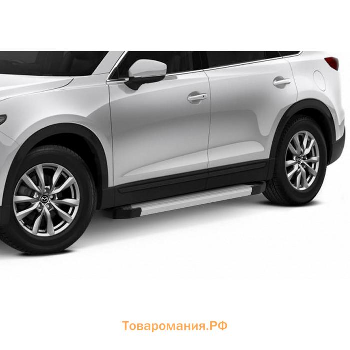 Пороги на автомобиль "Silver" Rival для Mazda CX-9 II 2016-н.в., 193 см, 2 шт., алюминий, F193AL.3803.2