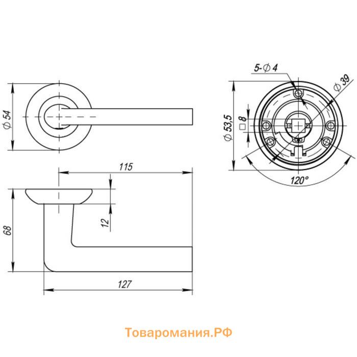 Ручка раздельная REX TL SN/CP-3, 105 мм, цвет матовый никель, хром