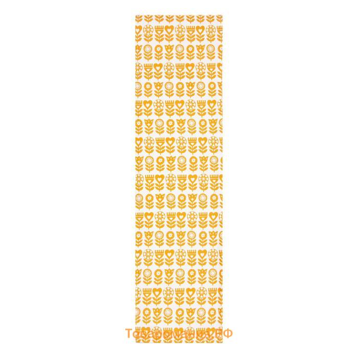 Дорожка на стол  Yellow garden 40×149см, 100% хлопок, саржа 190 г/м², белая/жёлтая