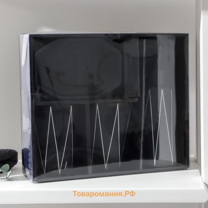 Аксессуары для ванной «Локо», 4 предмета, дозатор для мыла 280 мл, мыльница, 2 стакана 250 мл, чёрные