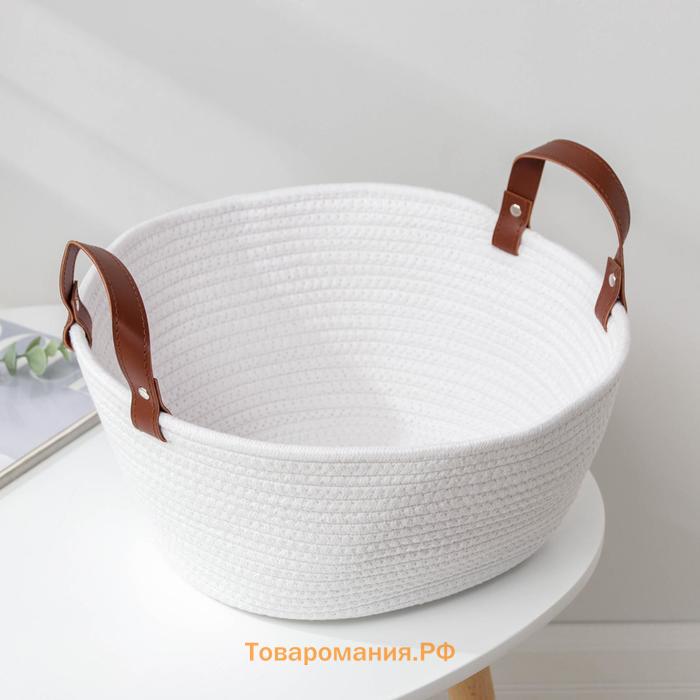 Корзина для хранения SL Home «Луиза», плетёная, ручной работы, 33×33×16 см, белая