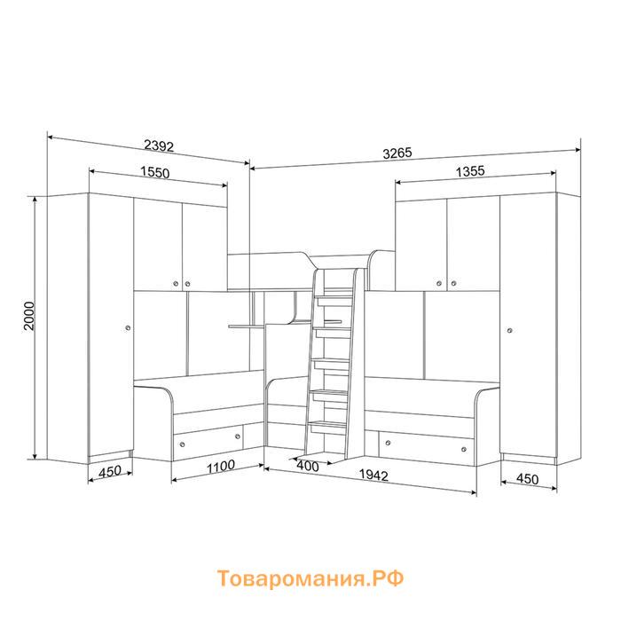 Детский комплекс «Трио 3», цвет дуб молочный / дуб шамони