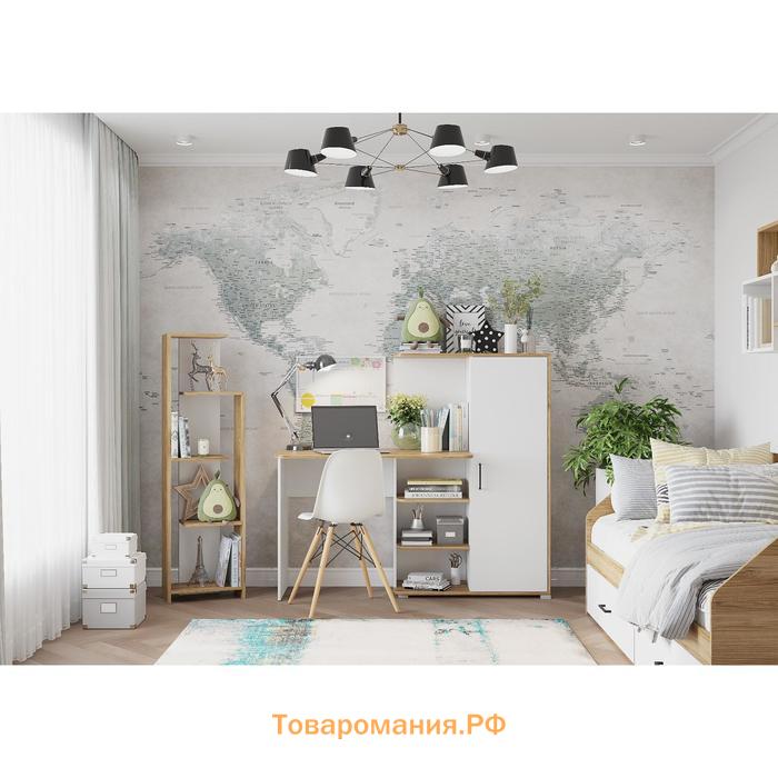 Стол компьютерный со шкафом «Лайт», 1420×356×1282 мм, цвет белый/дуб золотой