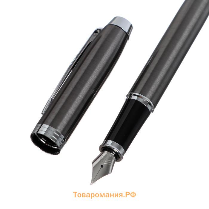 Ручка перьевая Parker IM Core F321 Dark Espresso CT F, корпус из нержавеющей стали, синие чернила, В ПОДАРОЧНОМ ПАКЕТЕ