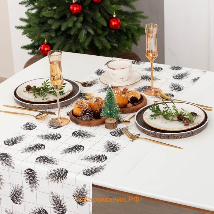 Дорожка на стол новогодняя  Merry Christmas 40×146 см, 100% хлопок, саржа 190 г/м², белая