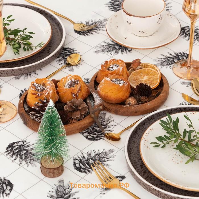 Дорожка на стол новогодняя  Merry Christmas 40×146 см, 100% хлопок, саржа 190 г/м², белая