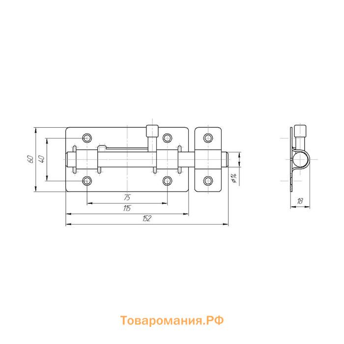 Засов "Киров" Секрет ЗД-01, круглый, цвет античное серебро