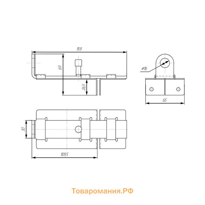 Засов Киров Секрет ЗД-04, с/проушиной, цвет античное серебро