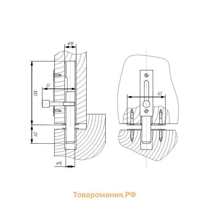 Засов "Киров" Секрет ЗД-05, врезной, цвет античная бронза