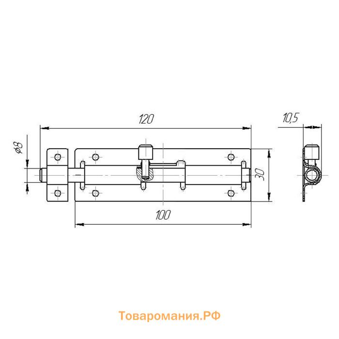 Засов "Киров" Секрет ЗД-07, цвет античная бронза