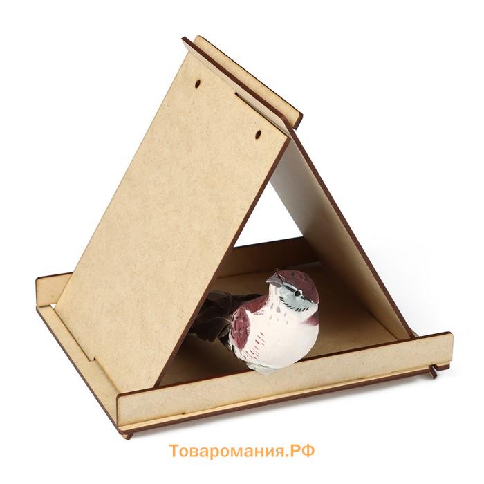 Кормушка - конструктор из ХДФ для птиц «Терция», своими руками, 16×18×23 см, Greengo