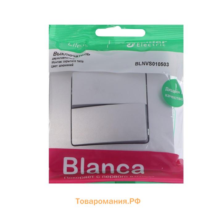 Выключатель SE Blanca, 10 А, 2 клавиши, IP20, скрытый, алюминий, BLNVS010503