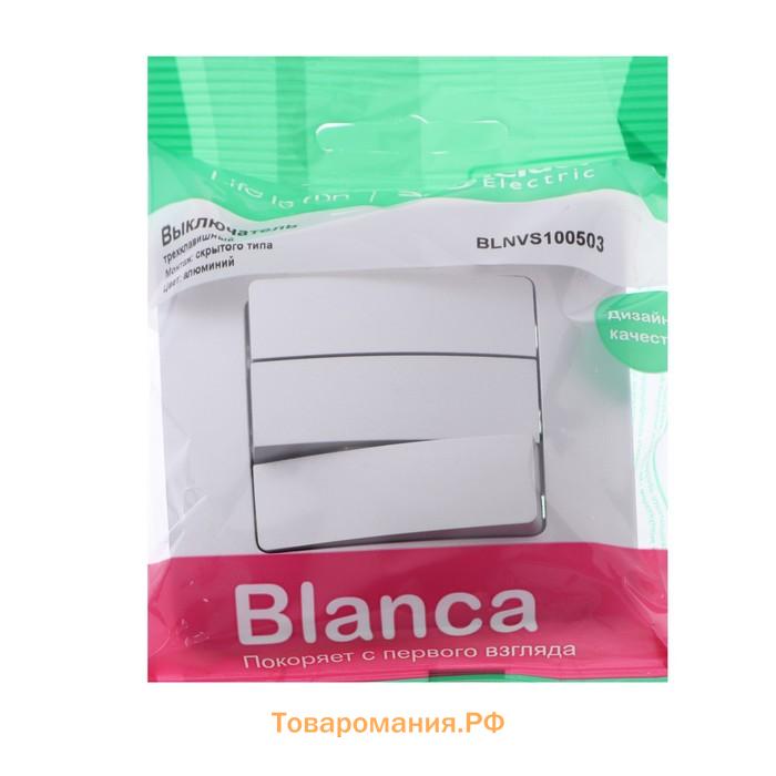 Выключатель SE Blanca, 10 А, 3 клавиши, IP20, скрытый, алюминий, BLNVS100503