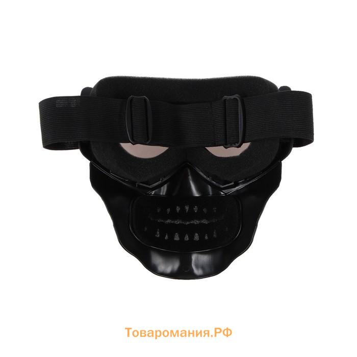 Очки-маска для езды на мототехнике, разборные, визор хром, чёрные