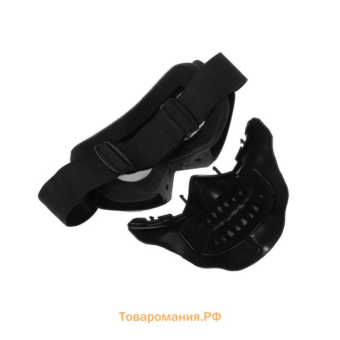 Очки-маска для езды на мототехнике, разборные, визор хром, чёрные