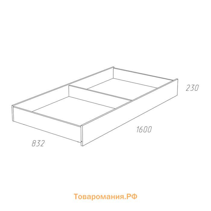 Ящик для кровати Слоники, 1600х800х230,Серая эмаль/Белый