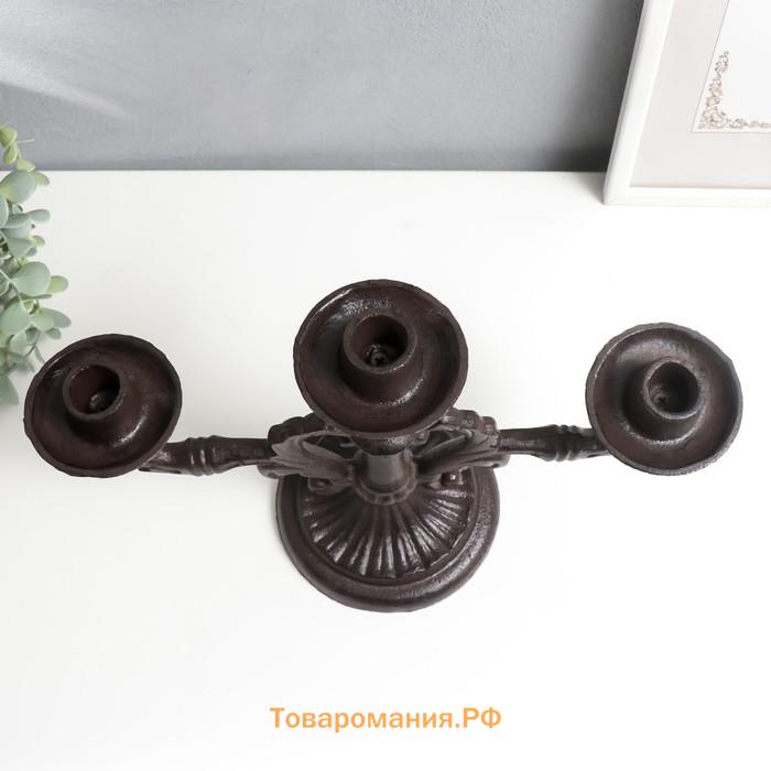 Металлический подсвечник на 3 свечи «Канделябр. Реверанс», чугун, 24×13×35 см