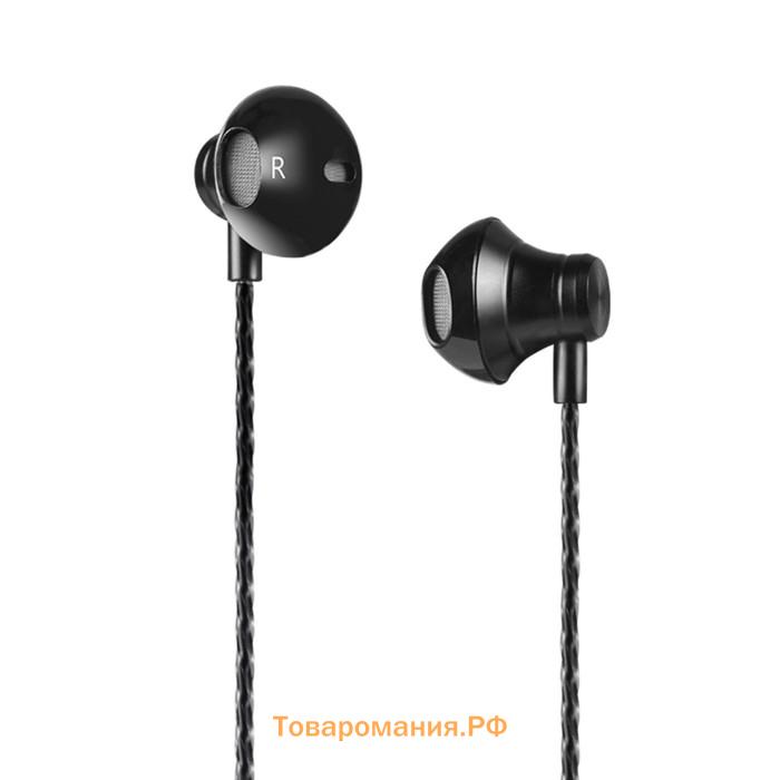 Наушники Hoco M18, проводные, вкладыши, микрофон, jack 3.5 mm, 1.2 м, черные