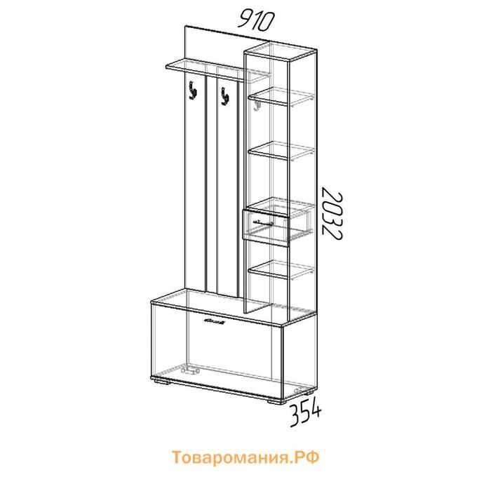 Прихожая с зеркалом Ника, 910х354х2035, Белая гладкая