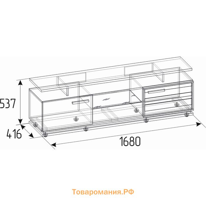 Тумба ТВ Nature 3, 1680 × 416 × 537 мм, цвет дуб табачный сraft / чёрный