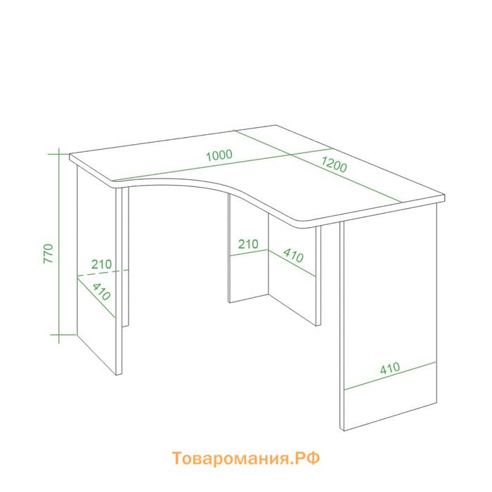 Письменный стол СКЛ-Угл120, 1000 × 1200 × 770 мм, левый угол, цвет нельсон