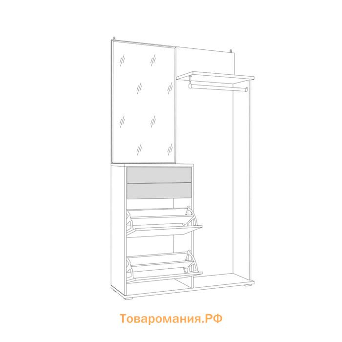 Прихожая Нэкст 10.21, 1202х354х2100, Дуб Эндгрейн/Белый глянец