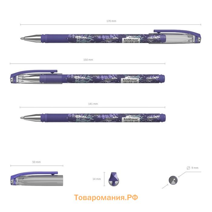 Ручка шариковая ErichKrause "ColorTouch Lavender", узел 0.7 мм, синяя, тонкое письмо, резиновый держатель, стержень с дизайном, микс