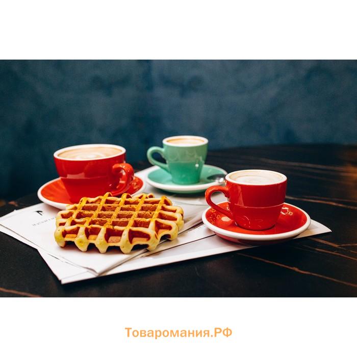Кофейная пара Magistro Coffee time, чашка 80 мл, блюдце d=12.5 см, фарфор, красная