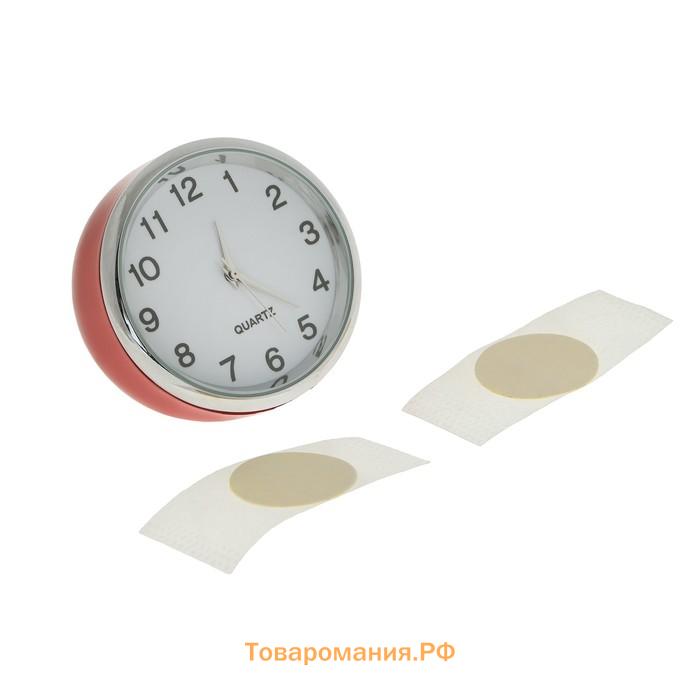 Часы автомобильные, внутрисалонные, d=4.5 см, красные