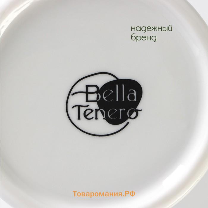 Ёмкости для соусов фарфоровые на подставке из бамбука BellaTenero, 3 предмета: 2 соусника 420 мл, подставка 17×7.2×17 см, белая