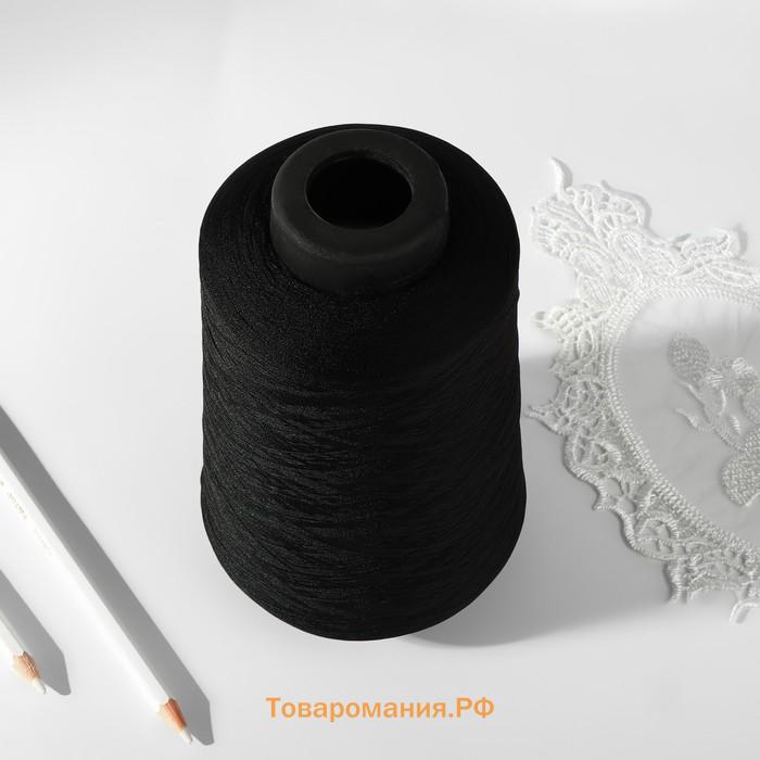 Нитки для оверлока 150D/1, 32910 м, 150D/1, текстурированные, некручёные, чёрные