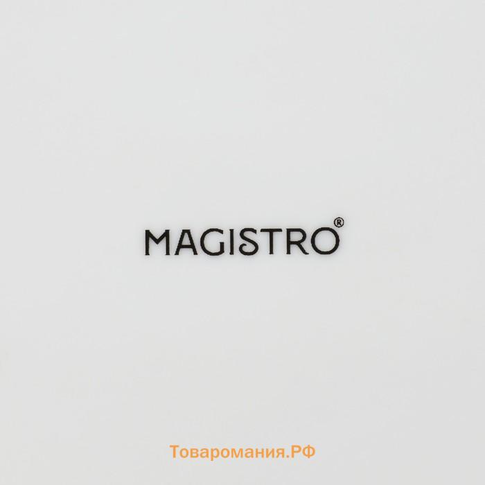 Блюдо для подачи с деревянной ручкой Magistro, 550 мл, 15×15 см, фарфор, белое