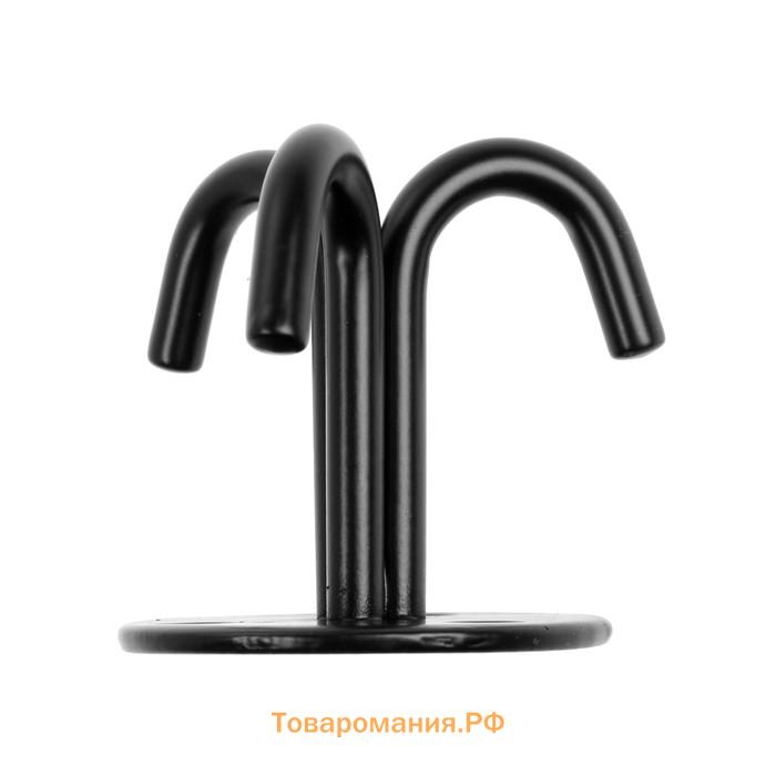Крючок потолочный ТУНДРА, трехрожковый, черный, 10 шт.