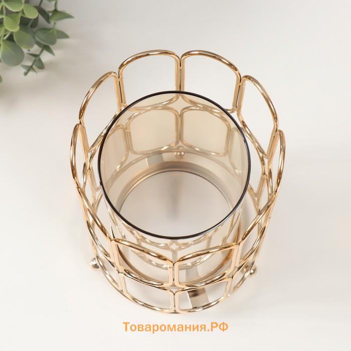Подсвечник металл «Корнелия», золото, d=9.5 см, 14×14×22.5 см