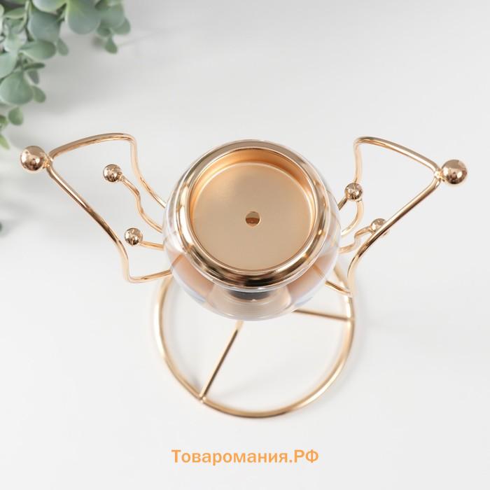 Подсвечник на 1 свечу «Флора», d=5 см, металл, акрил, золото, 17×12×30.5 см